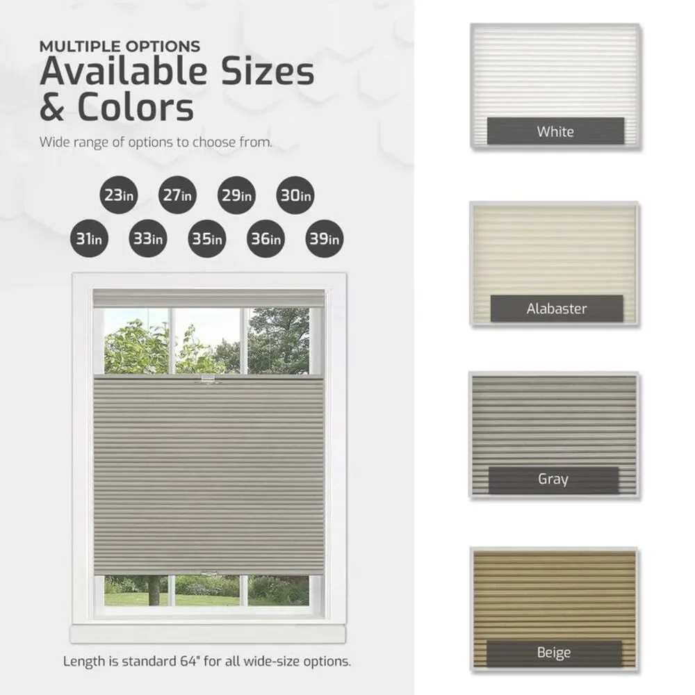 Cordless Window Blinds Cellular Top-Down Bottom-Up Honeycomb Pleated 3/8